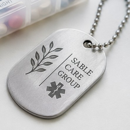 Customized dog tags for healthcare and care providers