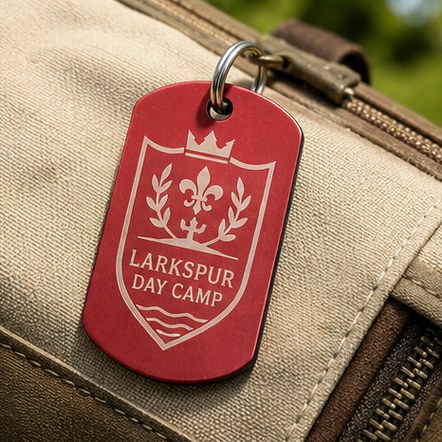 Customized dog tags for schools and camps